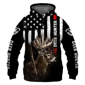 Pemagear Deer Hunter US Flag Black 3D All Over Print Hoodie