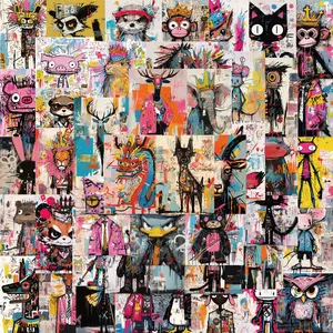 50 sheets of Basquiat-style graffiti art stickers for guitar/suitcase/notebook - waterproof, removable, child-safe cup decals, DIY Sticker, Sticker Packs, Funny Stickers