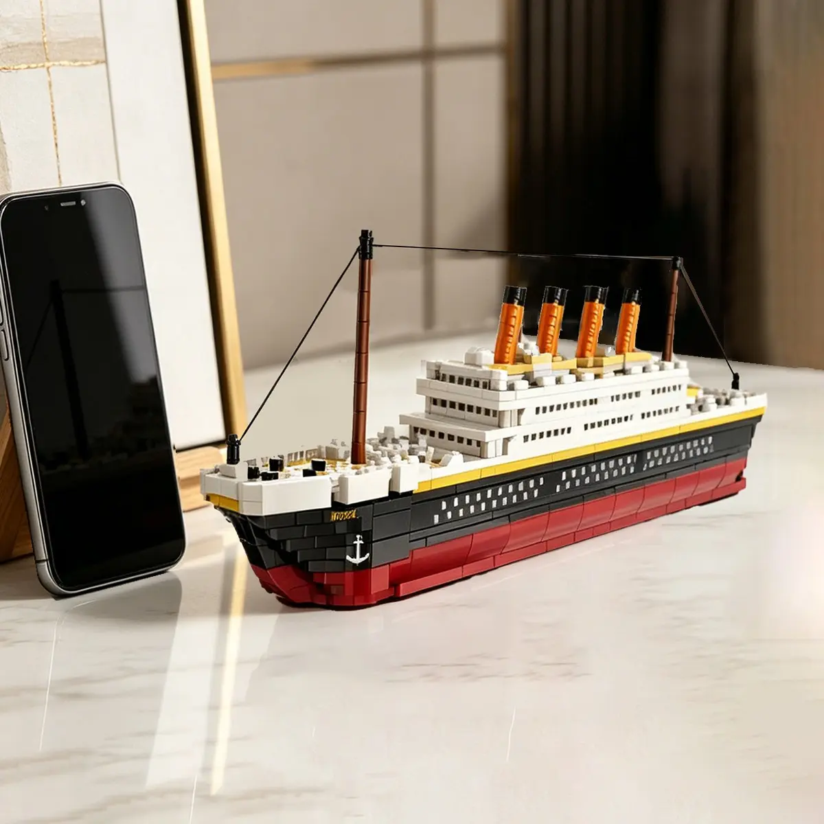 1000pcs Micro-Particle Series Creative Building Blocks, Romantic Cruise Ship Model, Home Decor Collection, Must-Have for Fans, Perfect Gift, Model Boat Kit, Collectible Building Set