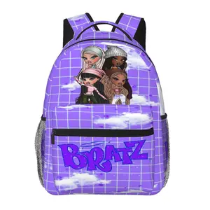BRATZ large-capacity backpack with all-over print, water-resistant—ideal for outdoor hiking, cycling, and daily commuting; cartoon merchandise shoulder bag/school pack; gift for boys and girls