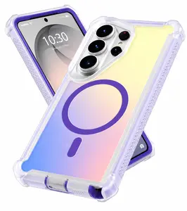 OREKROY Luxury Laser Magnetic Case for Samsung Galaxy S26 Ultra Plus, S25, S24, S23 Ultra Plus – MagSafe Compatible, Shockproof Dual‑Layer Protection, Drop‑Resistant Rugged Bumper, Reinforced Corners, Dazzling Iridescent Gradient Design