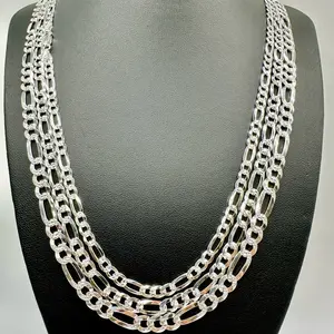 Figaro Chains 24” in Solid 925 Silver — Available in 4mm, 5mm & 6mm