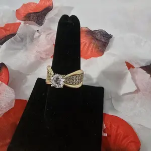 14K Gold Plated Clear Stone Ring – Elegant & Sparkling, Sparkling Look