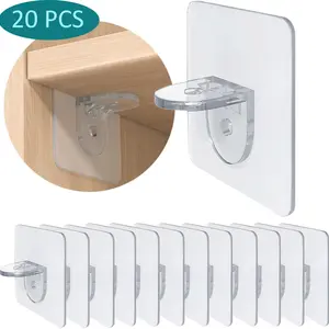 20pcs Adhesive Shelf Brackets: Punch-Free Support Pegs For Kitchen Cabinets, Bookshelves & Closets, Self Adhesive Hooks
