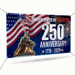250th Anniversary USA Fence Banner 1776 2026 Patriotic Outdoor Flag, 4th of July USA 250th Birthday Premium Banner with Grommets, Patriotic Outdoor & Indoor Yard Porch Decoration