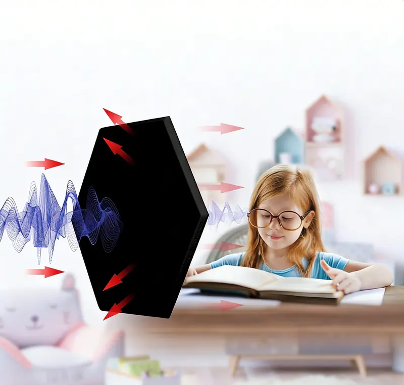 Hexagonal Acoustic Panels, 6-Pack Self-Adhesive Soundproofing Foam, High-Density Sound Absorbing Foam Panels, 12×10-inch Hexagonal Wall Acoustic Panels, Suitable for Living Room, Bedroom, Studio, DIY Assembly,Home,ReccordingRoom,girl room accessories