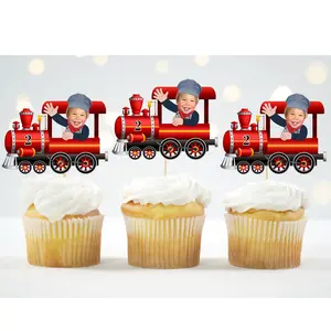 Custom Train Engineer Cupcake Topper - Choo Choo I’m Two” or “All Aboard!