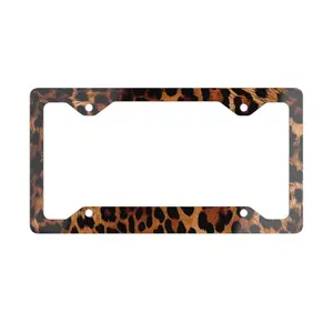 Cheetah Print License Plate Frame, Animal Print Auto Accessory, Leopard Print Car Tag Holder, Jungle Theme License Plate