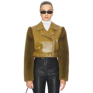 Camila Coelho Florencia Moto Jacket in Olive Green
