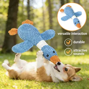 Enhanced Goose Dog Toys, Durable Duck Puppy Toys for Strong Chewers, Crunchy Squeaky Plush Chew Toys for Teething, Suitable for Small to Large Breeds