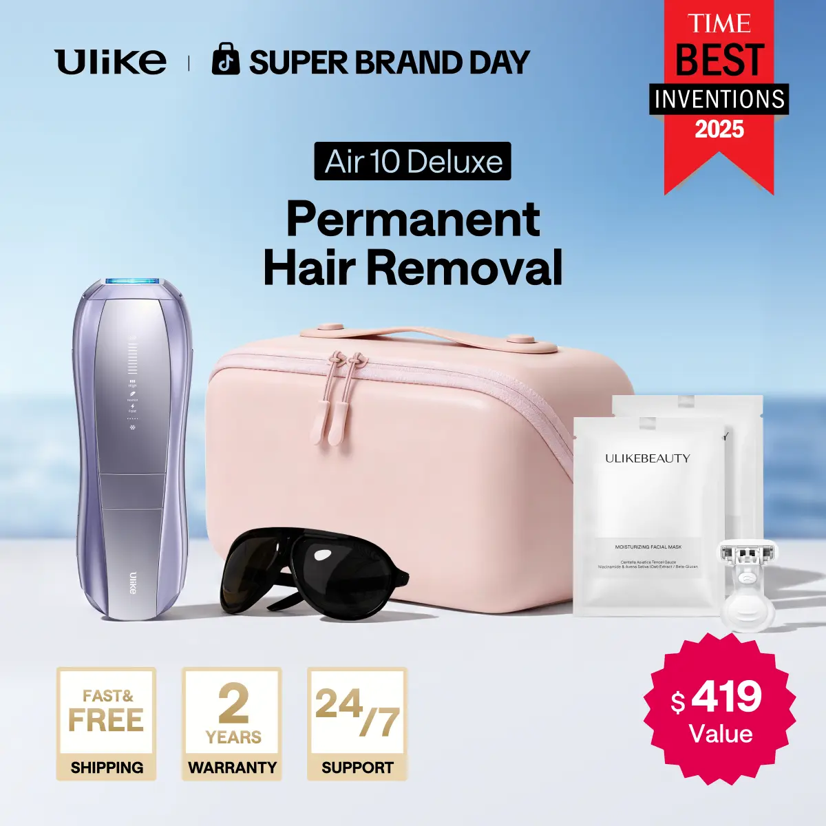Ulike Air 10 Deluxe IPL Device Laser Hair Removal with Ice-Cooling Contact Dual Lights Skin Sensor & SHR Mode for Comfortable Effective Results - Epilator