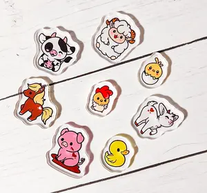 Kawaii Barn Shaker Keychain Acrylic Charm Inserts | Farm Friends Keychain Accessories