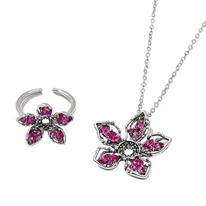 2PCS Stranger Necklace Charm Ring Set, Personalized Jewelry Gift for Women Men