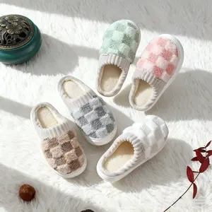 Cotton Slippers for Women Anti-Slip Cashmere Warm Indoor Home Shoes Cute Fluffy Mop Walking Rubber Girl Slippers Fall Fashion Novemberdeals