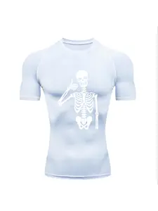 Death Skull Man Print 2026 Men's Sports T-Shirt Training Fitness Compression Top Anti-chafing Top Men's Sweatshirt Gymshark Clothing Fit Pilates Gym Apparel