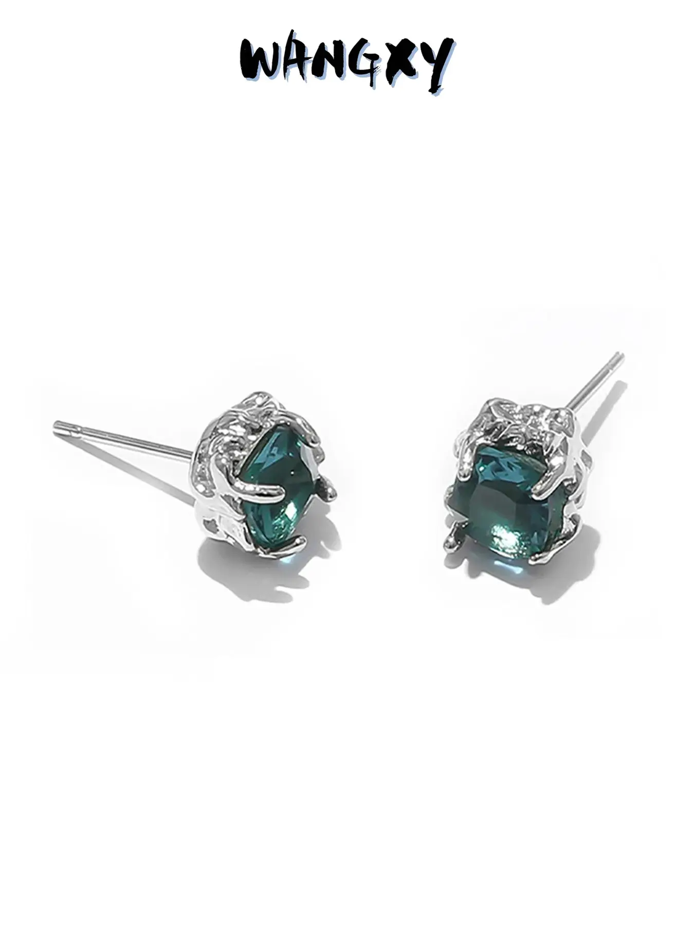WANGXY Silver Plated Zircon Stud Earrings for Women and Men Simple Irregular Inlaid Earrings Fashion Jewelry Earrings