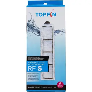 Top Fin Retreat RF-S Filter Cartridges (6 Count) Refill for Desktop Aquariums with Small Retreat Filters - 8.1in x 1.9in (6 Count)