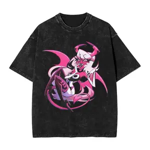 Wants to Enjoy Verosika Funny Life Washed T Shirts Streetwear Hip Hop T-Shirt Helluva Anime Tees Men Women Cotton Street Summer  L81 55V