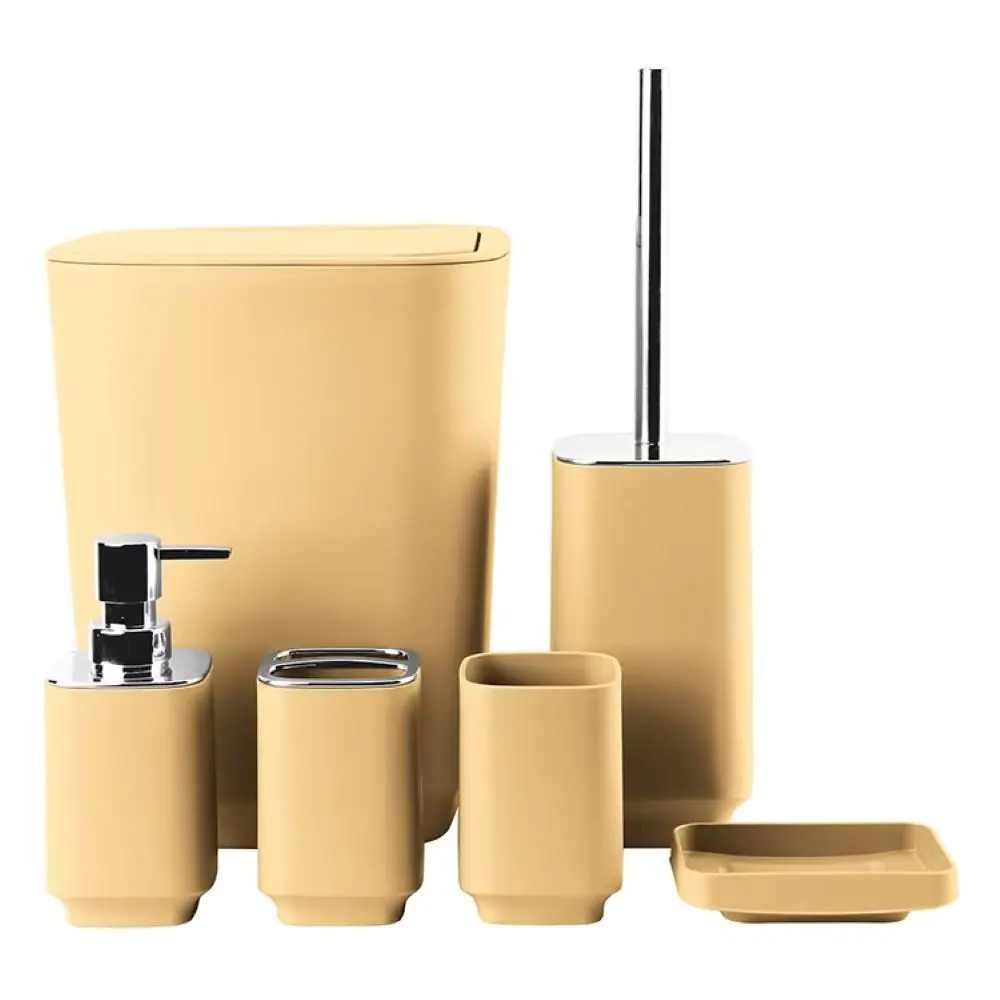 Watson Eco-Friendly 6-Piece Acrylic Bathroom Accessory Set - Modern European Style Gadgets Including Soap Dish, Toothbrush Holder, Dispenser, Orange