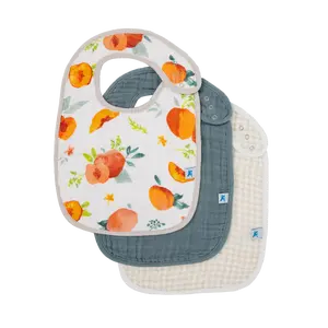 Cotton Muslin Classic Bib 3 Pack - Georgia Peach