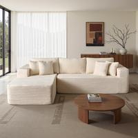 108" White L Shaped Sofa with Right Chaise