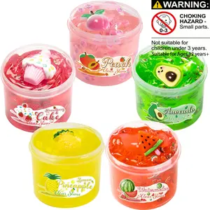 2.37oz Crunchy Crystal Slime Set, Soft Squishy, Scented Slime, Watermelon Peach Avocado Pineapple Flavors, Non-Sticky Soft Gel Clay, Party Christmas Birthday Gift