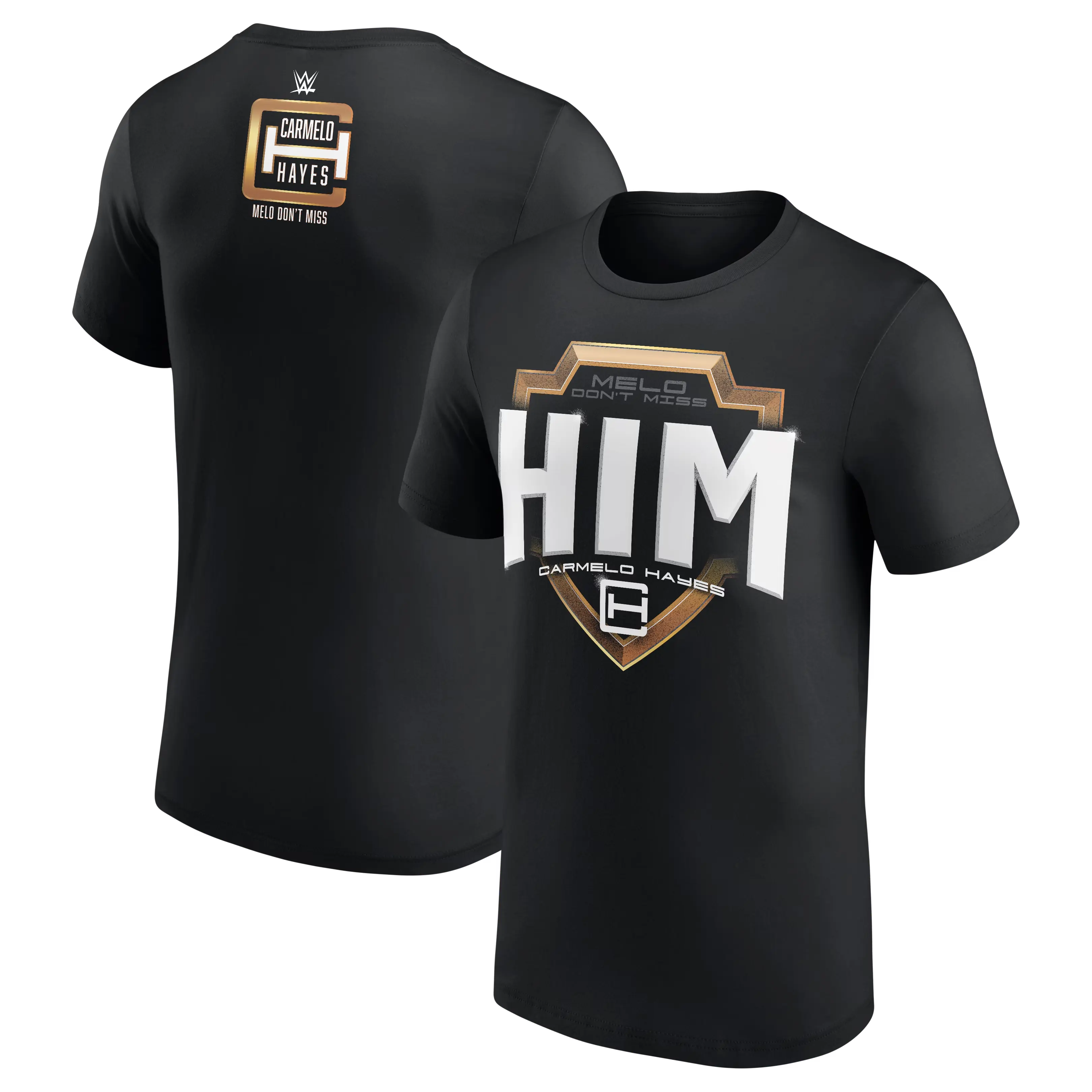 Women's Round Neck Short Sleeve Soft Cotton T-Shirt, Unisex Black Carmelo Hayes HIM Logo Professional Wrestler Graphic Top, Casual All-Season Basic Tee, Shortsleeve