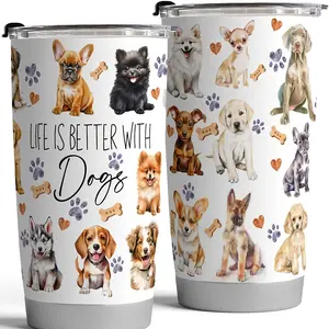 20 Oz Stainless Steel Dog Tumbler | Double-Wall Vacuum Insulation Travel Mug for Coffee & Tea, Perfect Gift for Dog Lovers Moms & Dads, Sealable, Wide Mouth, Non-Slip, Shatterproof, Spill Prevention, PVC-Free, BPS-Free, BPF-Free