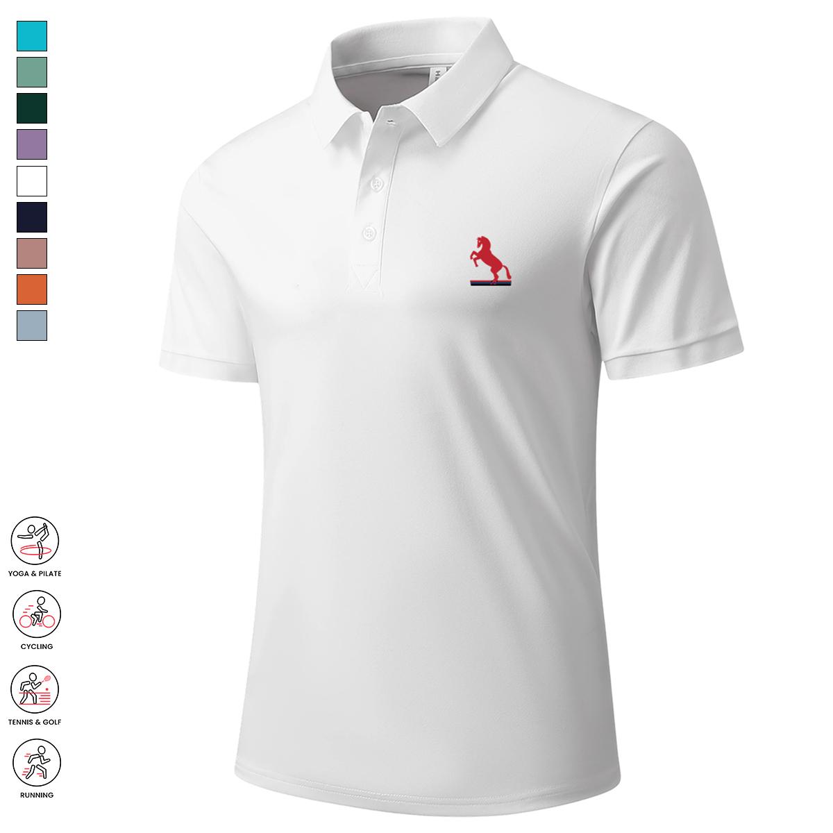 Men’s 7-Pack Summer Polo Shirts - Breathable, Sweat-Absorbing, Conservative, Front-Placket, Preppy, Short-Sleeve, Solid-Color, Regular-Fit Casual Sporty Apparel for Outdoor Activities, Everyday Wear, Conservative Polo Shirts, Front-Placket Polo Shirts