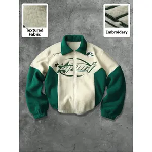 Unisex Street Style Racing Culture Speed Letter Print Fleece Jacket, Fall & Winter Patchwork Coat, Y2K Fashion, Racer Gift