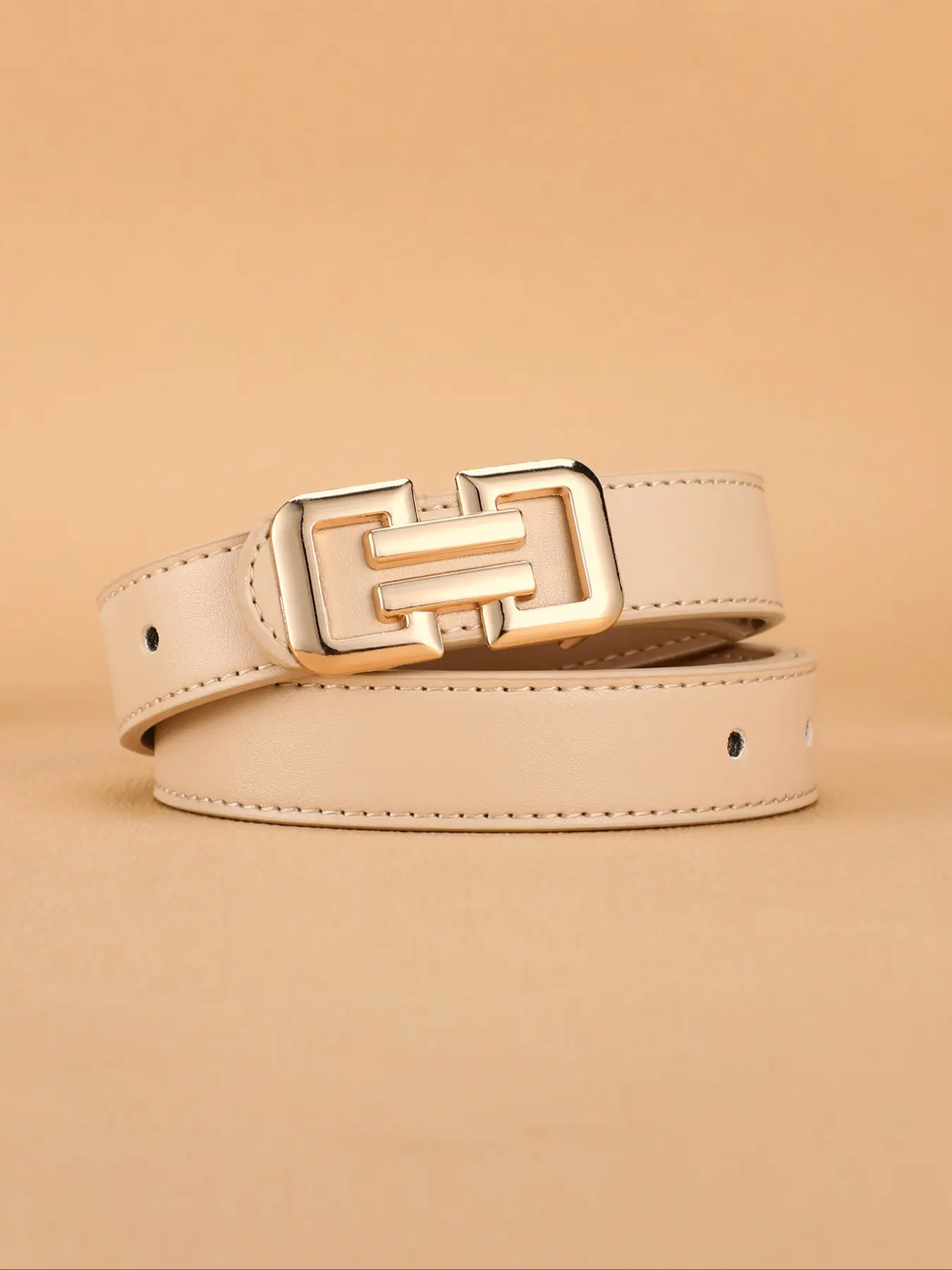 Casual Style Plain Leather Elegant Style Belts Modern Classic Leather Belt - Gold | Boston Proper main image 2
