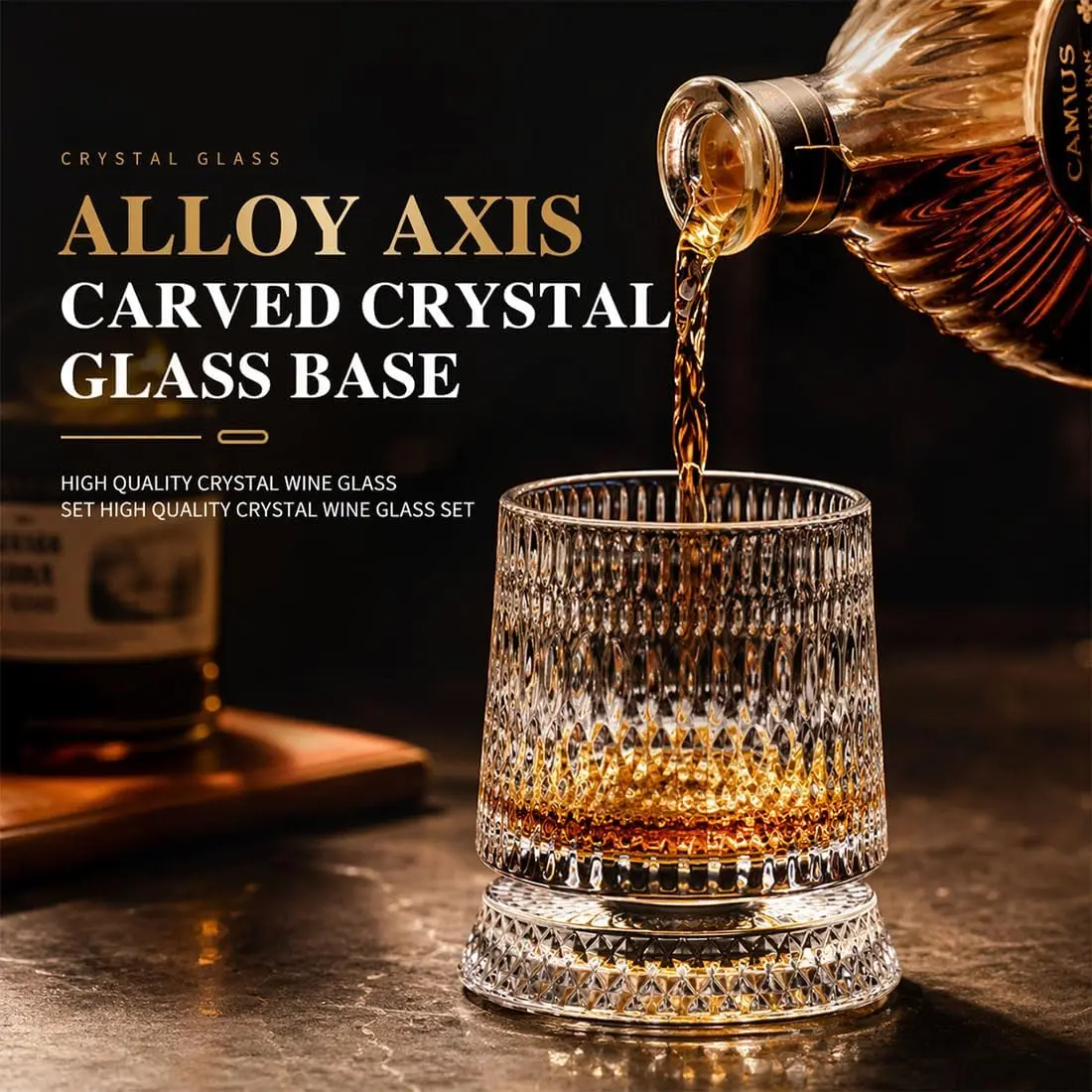 Luxury 360° Spinning Crystal Glass – Star-Cut Stress Relief Whiskey & Wine Glass, Elegant European Barware Gift，Rotating Glass Cup Spinning Glass Cup