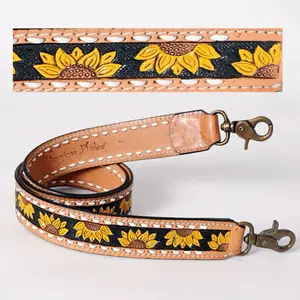 American Darling Sunflower Design Leather Strap with Cutout Details and Secure Buckle for Versatile Use