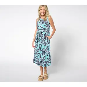 Denim & Co. Adaptive Slub Jersey Tiered Midi Dress