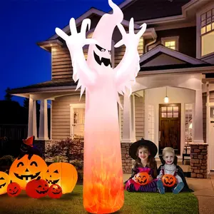COSTWAY Halloween Inflatables Decoration with LED Lights, Giant Blow up Pumpkin/Dragon/Spider/Ghost/Clown/Scarecrow/Dead Tree, Outdoor Halloween Decorations with Built-in LED Lights for Lawn, Yard, Garden, Patio, Indoors