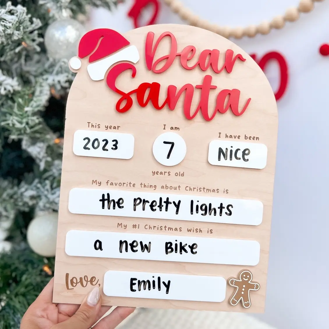 Dear Santa Sign, Santa Letter Board, Kids Christmas List, Dry Erase Christmas Sign, Dear Santa Wish List, Kids Christmas Letter to Santa