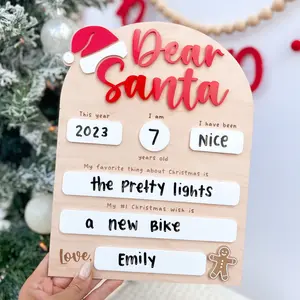 Dear Santa Sign, Santa Letter Board, Kids Christmas List, Dry Erase Christmas Sign, Dear Santa Wish List, Kids Christmas Letter to Santa