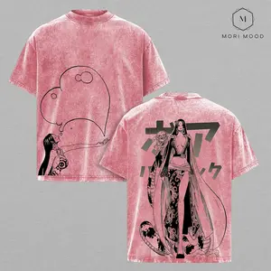 Boaa Hancock Pirates king Vintage Anime Tee, Washed Oversized Streetwear Shirt, Double Sided Graphic Top