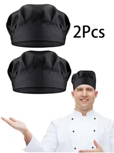 Adult Chef Hat Set (2 Pack), Adjustable Loose-Fit Chef Hats for Kitchen Cooking and Baking, Multiple Colors Available
