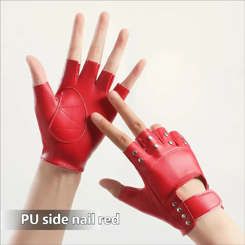 Women's Half-Finger Gloves for Motorcycle Riding Driving Steel Dance Nightclub Performance Cosplay, Stylish and Functional Accessory