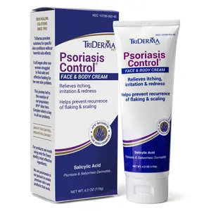 TriDerma Psoriasis Control Face & Body Cream - 3% Salicylic Acid & Aloe Vera for Rapid Relief, Gentle Moisturizing for Sensitive Skin, Dermatologist-Tested - Flakiness