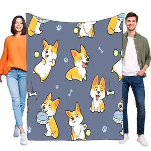 Cute Corgi Blanket Cozy Soft Throw for Pets and Home Decor, Perfect for Sofa and Bed, Lightweight Gift for Dog Lovers, Adorable