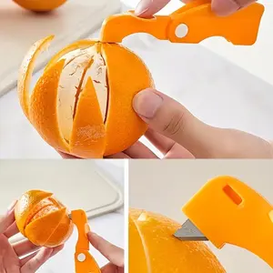 Plastic Peeler Set, Creative Foldable Handle Fruit & Vegetable Cutter, Practical Kitchen Tool for Fruits and Vegetables, Orange Peeler