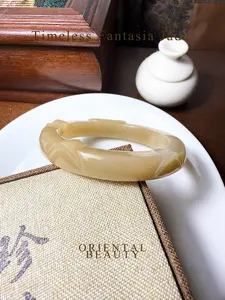 Certified Sugar brown Hetian Jade nephrite jade Bracelet Carved Cat bangle - 56mm inner diameter