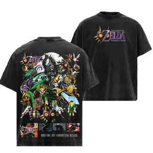 The Legend of Zelda: Majora's Mask Game Edition Double Printed Oversize Lightweight Acid Washed Tee, Zelda Fans RPG Game Graphic Hoodie, Streetwear Unisex Oversize Gift for RPG Game, Summer Outfits, Gift for Zelda Fans