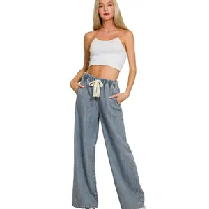 Drawstring Denim Pants