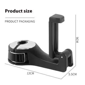 Car Headrest Hook with 360° Rotation & Phone Holder, Multi-Purpose Organizer for Backseat, Sturdy Locking Clip for Phones, Keys, Bags