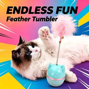 Wobble Doll Cat Toy, Soft Feather with Bell, Interactive Home Play Toy, Stress Relief, Self-Play Cat Toy, Fun and Engaging