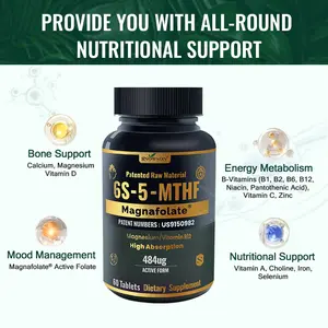 SNOWSON 6S-5-MTHF- Methylfolate (Active B9 Folate) Supplement - Supports Mood, Methylation, Cognition,CardiovascularHealth, Nerve Health,Energy Metabolism,gut health- 60 Tablets 484ug folate. [star]
