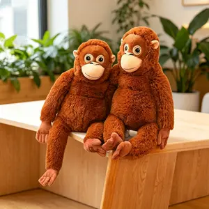 Fluffy Orangutan Plush Doll, Long Arm Monkey Stuffed Pillow, Realistic Ape Stuffed Animal, Soft Hugging Plushie, Cute Jungle Creature Decor Throw Pillow Gift for All Ages